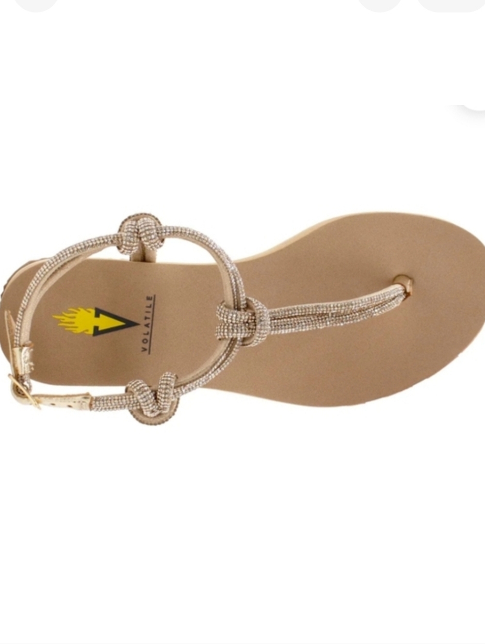 VOLATILE CALYPSO RHINESTONE WEDGE SANDALS COLOR GOLD SIZE 9